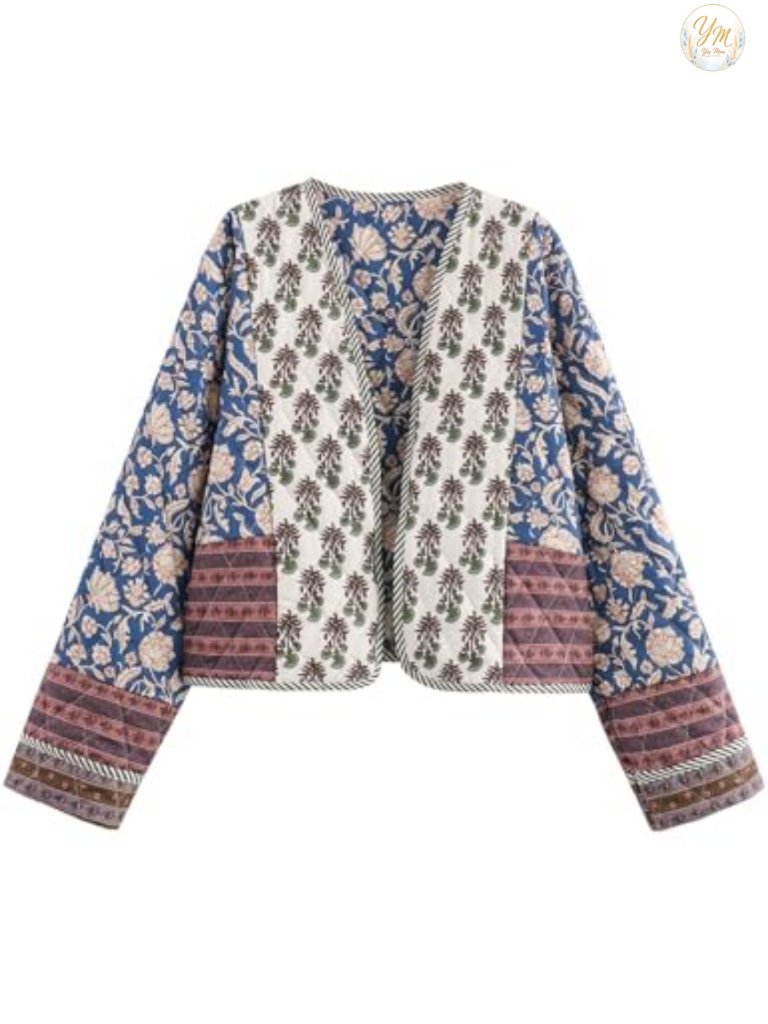 Cropped Quilted Lightweight Reversible Open Front Puffer Jacket Cardigan Spring